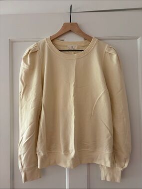NWOT Anthropologie T.La Terry Cotton Butter Yellow Puff Sleeve Sweatshirt | S